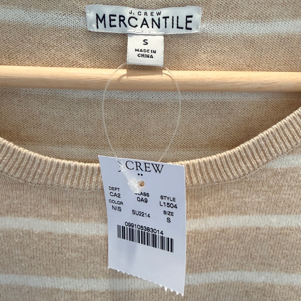 J.Crew Womens S Peyton Striped Crewneck Sweater 100% Cotton Natural Fibers NWT - Picture 2 of 6